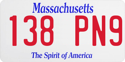 MA license plate 138PN9