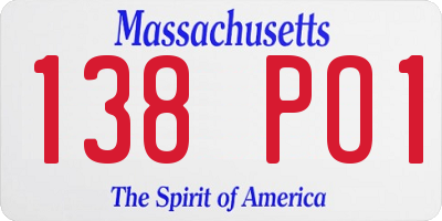MA license plate 138PO1