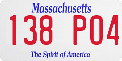 MA license plate 138PO4