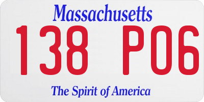 MA license plate 138PO6