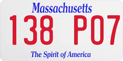 MA license plate 138PO7