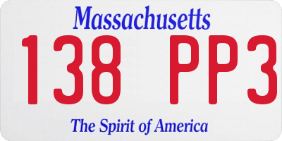 MA license plate 138PP3