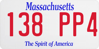 MA license plate 138PP4