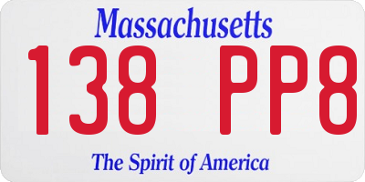 MA license plate 138PP8