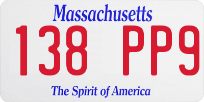 MA license plate 138PP9