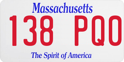 MA license plate 138PQ0