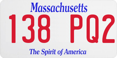 MA license plate 138PQ2