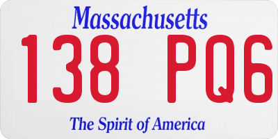 MA license plate 138PQ6