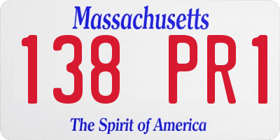 MA license plate 138PR1