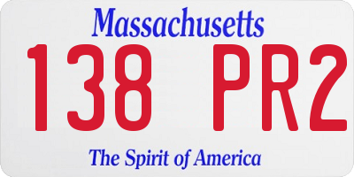 MA license plate 138PR2