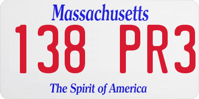 MA license plate 138PR3