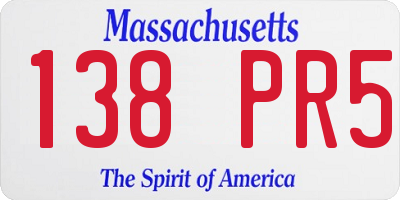 MA license plate 138PR5
