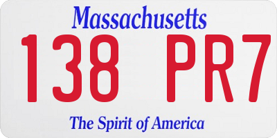 MA license plate 138PR7