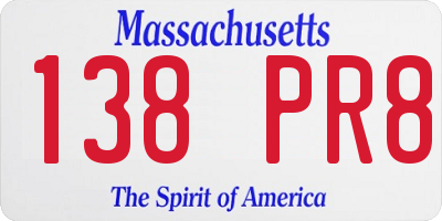 MA license plate 138PR8