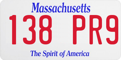 MA license plate 138PR9