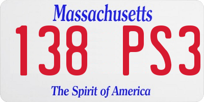 MA license plate 138PS3