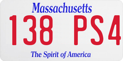 MA license plate 138PS4
