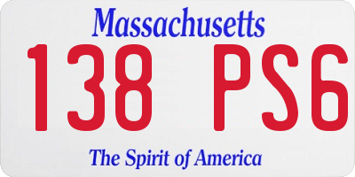 MA license plate 138PS6