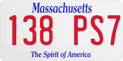 MA license plate 138PS7