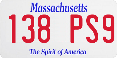 MA license plate 138PS9