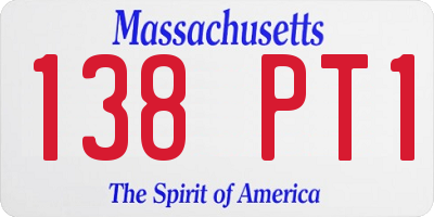 MA license plate 138PT1