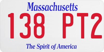 MA license plate 138PT2