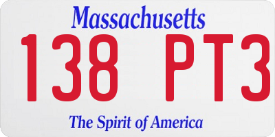 MA license plate 138PT3
