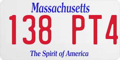 MA license plate 138PT4