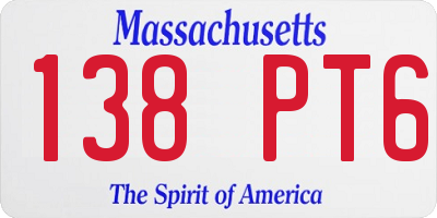 MA license plate 138PT6