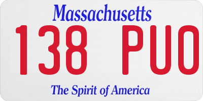 MA license plate 138PU0