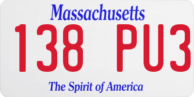 MA license plate 138PU3