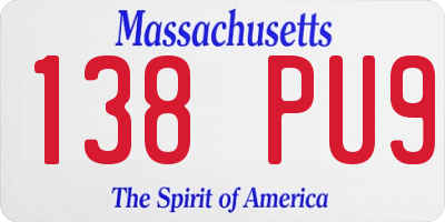 MA license plate 138PU9