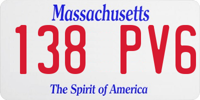 MA license plate 138PV6