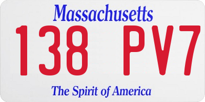 MA license plate 138PV7