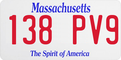 MA license plate 138PV9