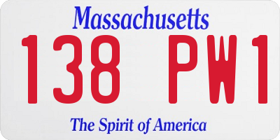 MA license plate 138PW1