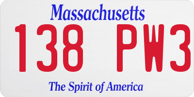 MA license plate 138PW3