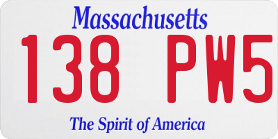 MA license plate 138PW5
