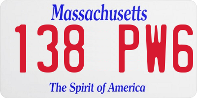 MA license plate 138PW6