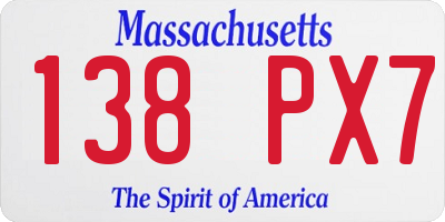 MA license plate 138PX7