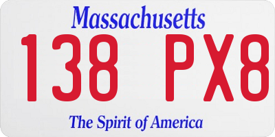 MA license plate 138PX8