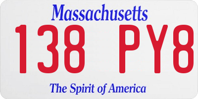 MA license plate 138PY8