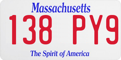 MA license plate 138PY9