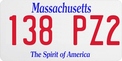MA license plate 138PZ2