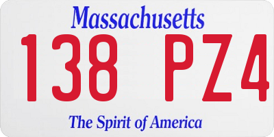 MA license plate 138PZ4