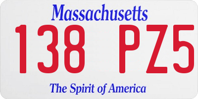 MA license plate 138PZ5