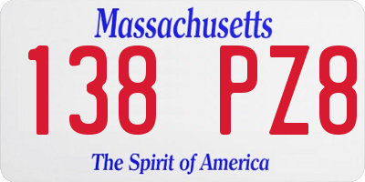 MA license plate 138PZ8