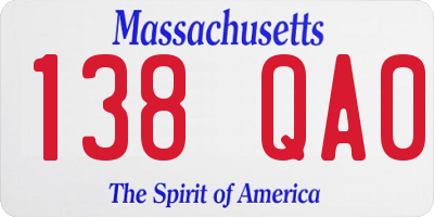 MA license plate 138QA0