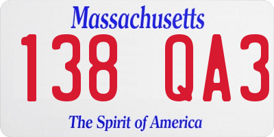 MA license plate 138QA3