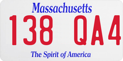 MA license plate 138QA4